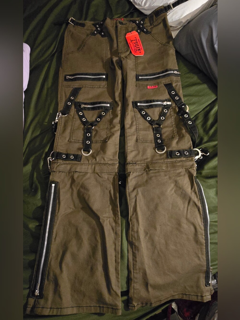 Tripp NYC Olive Green Zip to Zip Utility Cargo Pants Womens Size 11/30